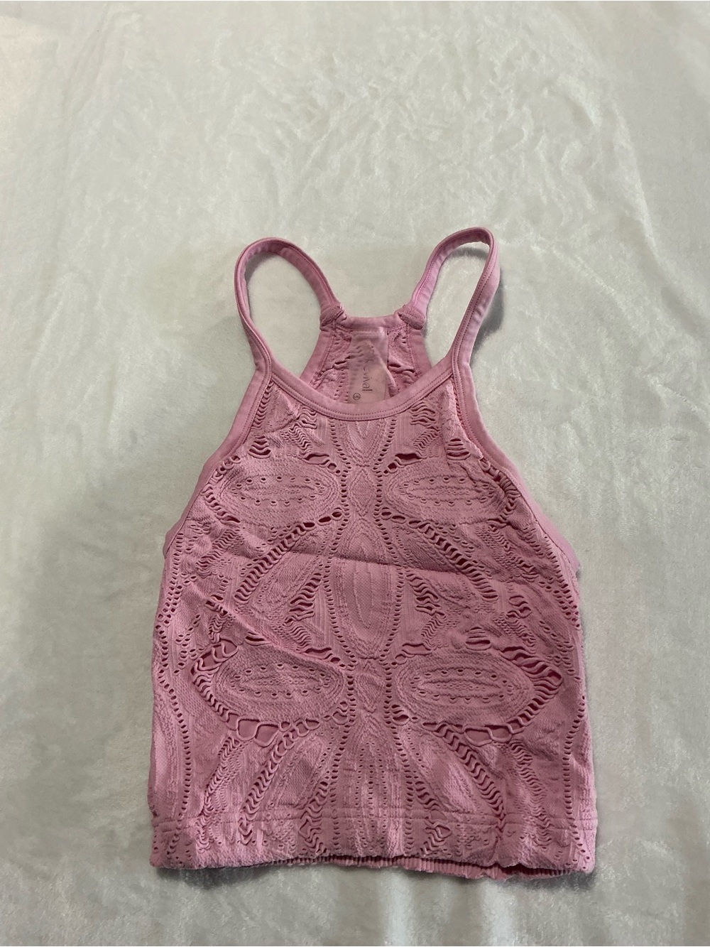 Women’s Pink Crochet Racerback Tank Top